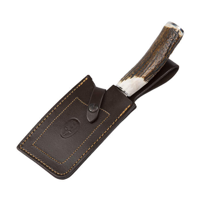Hacha de caza Muela HC-13A con mango de asta ciervo y funda de cuero