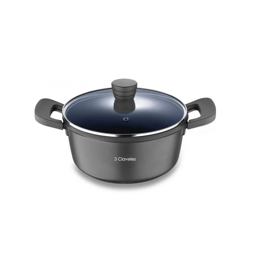 Cacerola con tapa 24 cm 3 Claveles modelo Dark