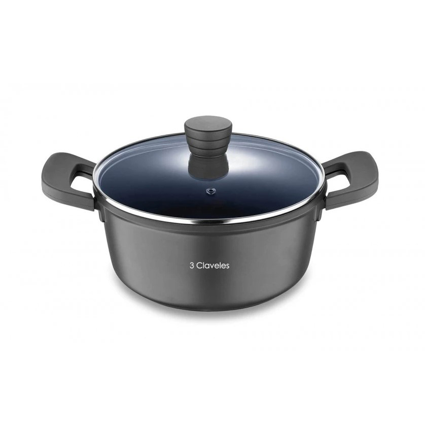 Cacerola con tapa 28 cm 3 Claveles modelo Dark