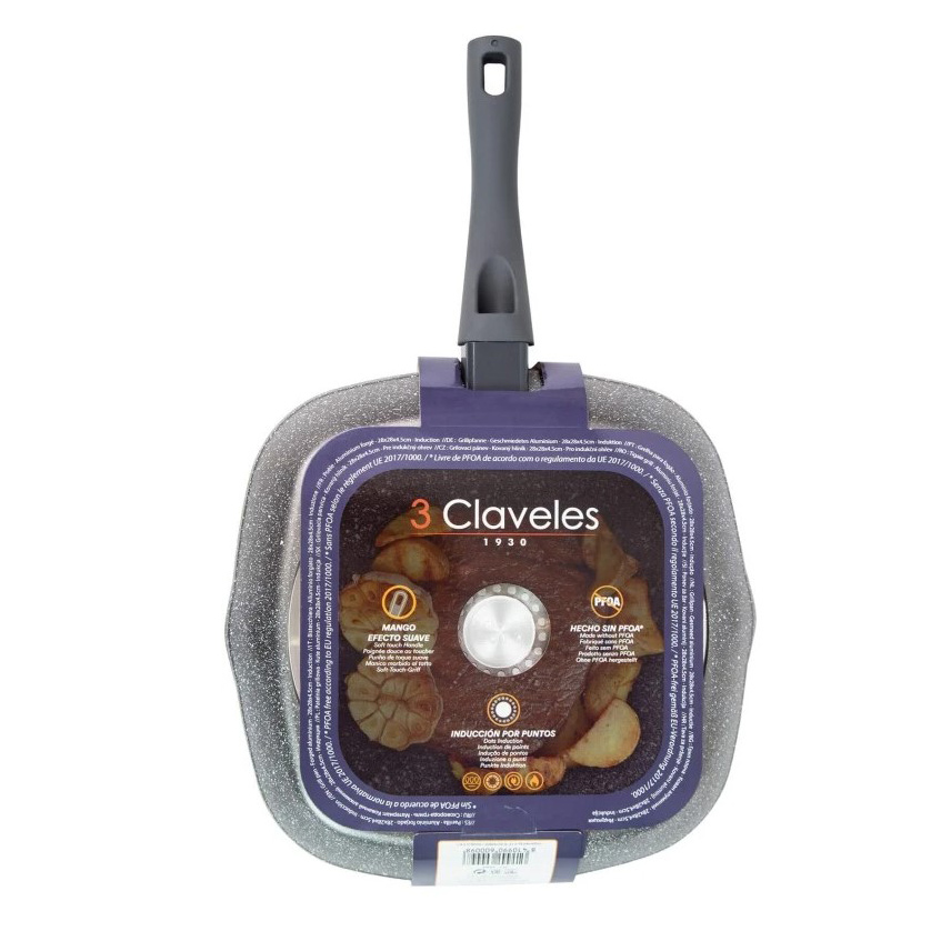 Grelhador Antiaderente 28x28x4,5 cm 3 Claveles Grey