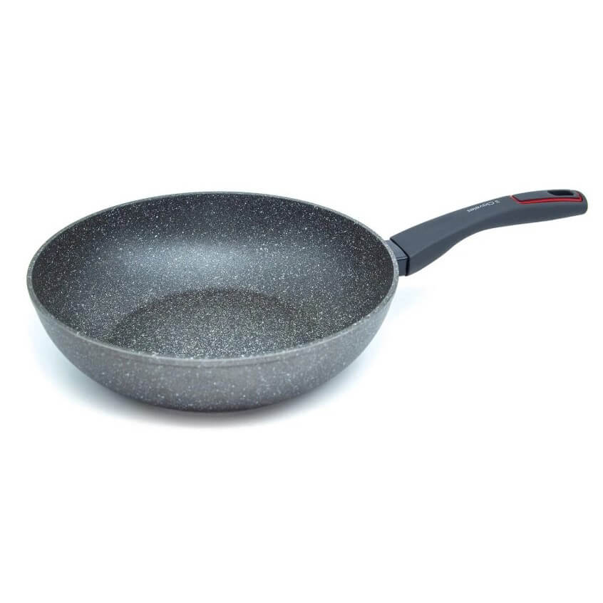 Wok Antiadherente 28 cm 3 Claveles Grey con mango soft touch