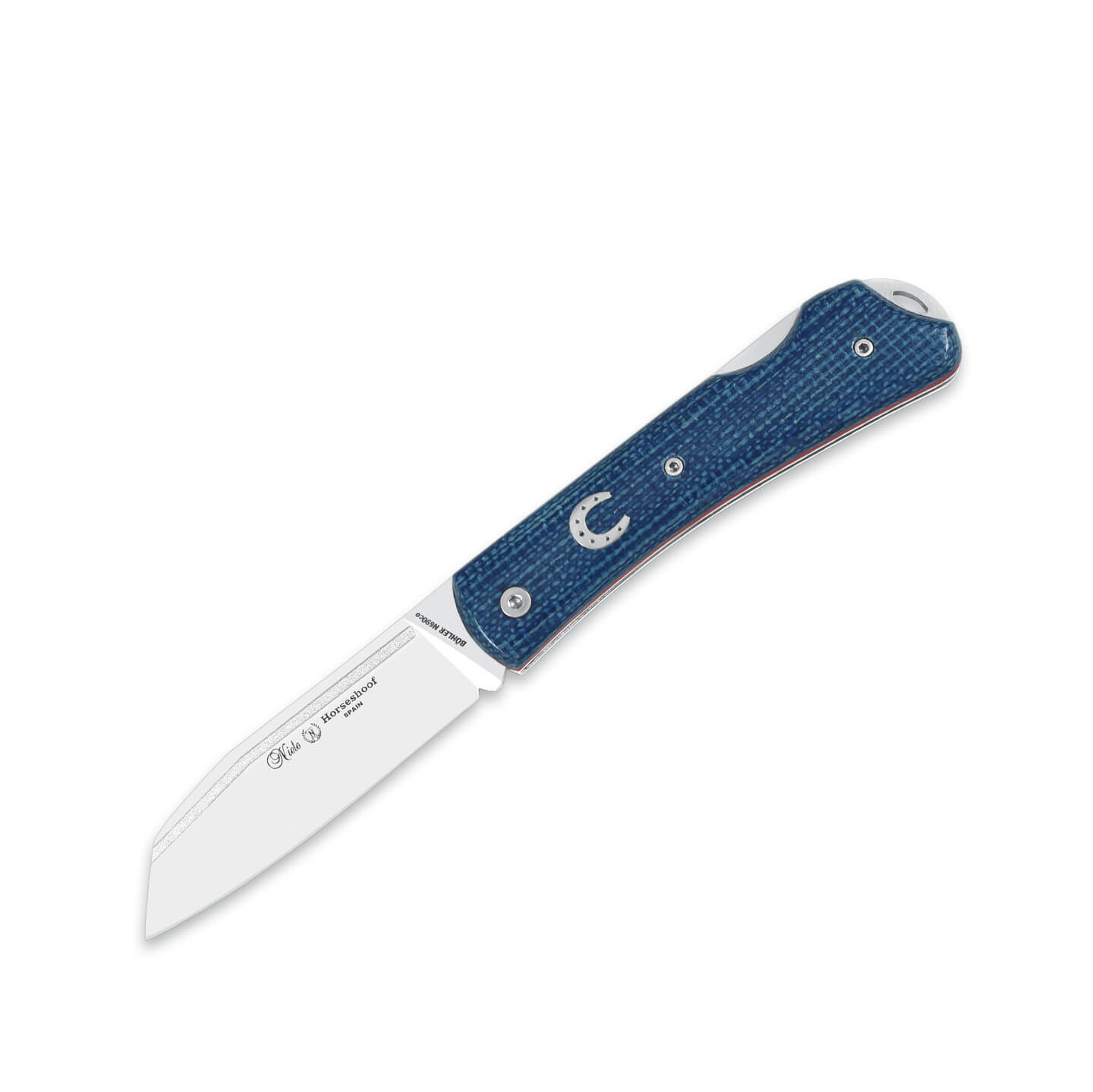 Navaja Nieto Horseshoof con mango de micarta yute azul con hoja d...