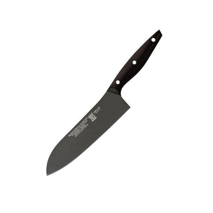Cuchillo santoku con hoja negra de 20 cm y mango de polioximetile...