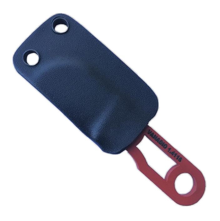 Cuchillo de cuello Nieto SOS rojo con hoja de 3 cm y funda kydex