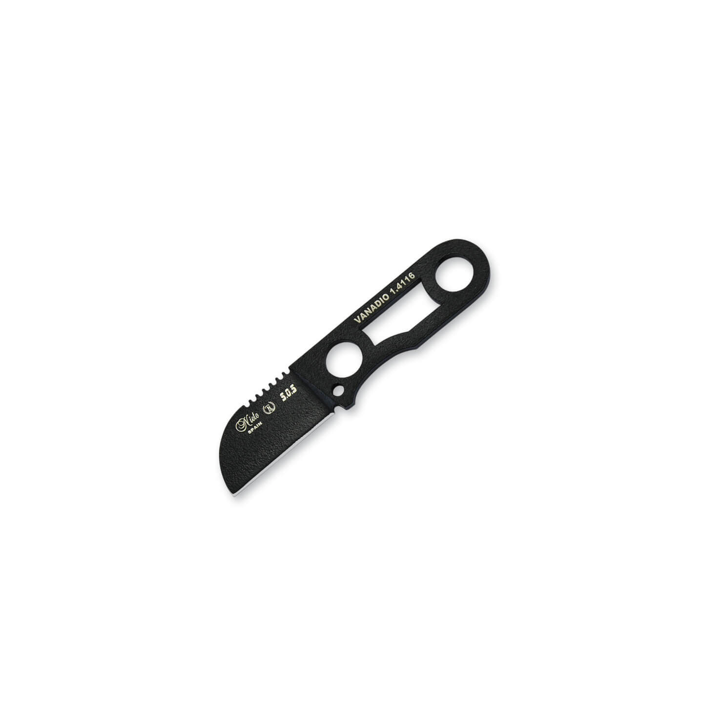 Cuchillo de cuello Nieto SOS negro con hoja de 3 cm y funda kydex