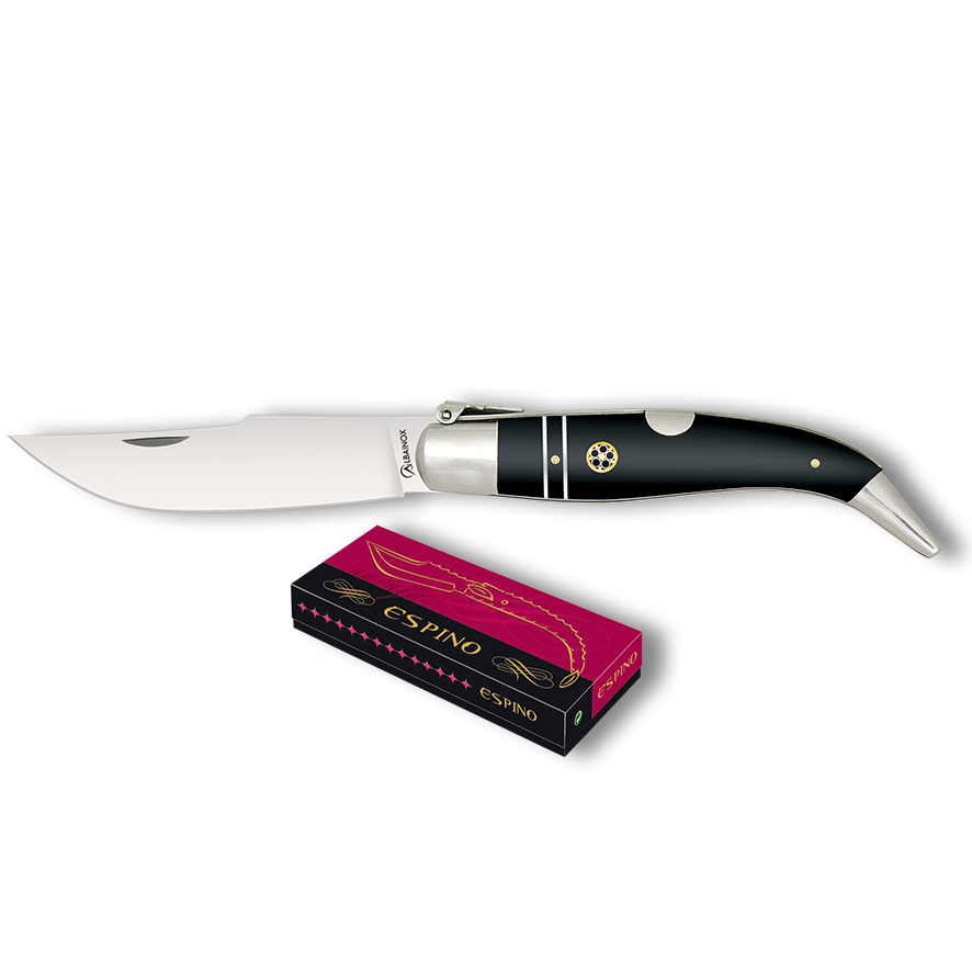 Navaja clásica Nº 1 con hoja de 9.5 cm de acero carbono y mango de madera negra decorada