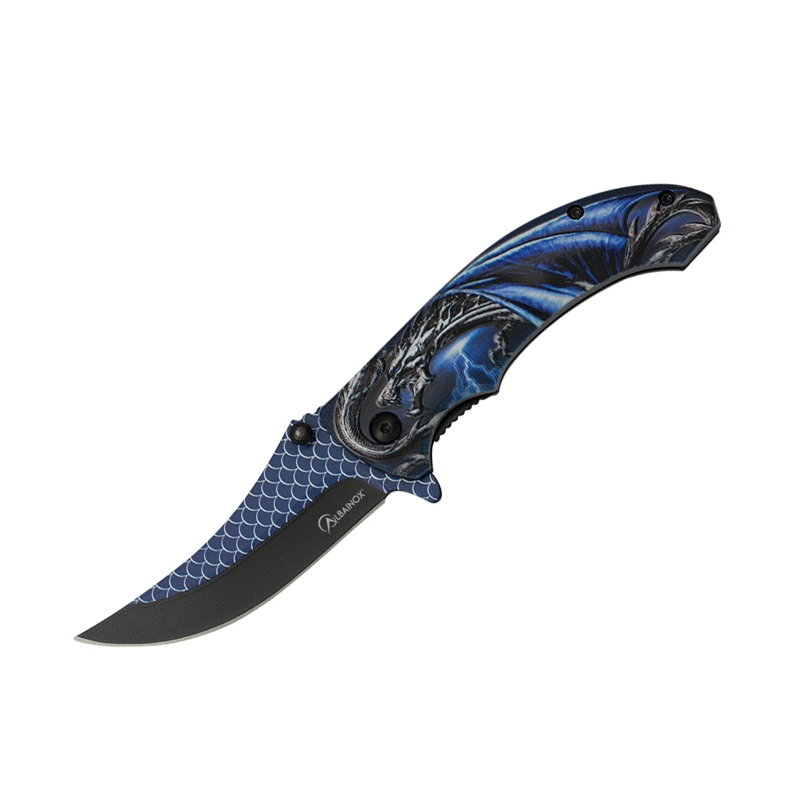 Navaja de bolsillo de ABS con recubrimiento dragón azul y hoja de...