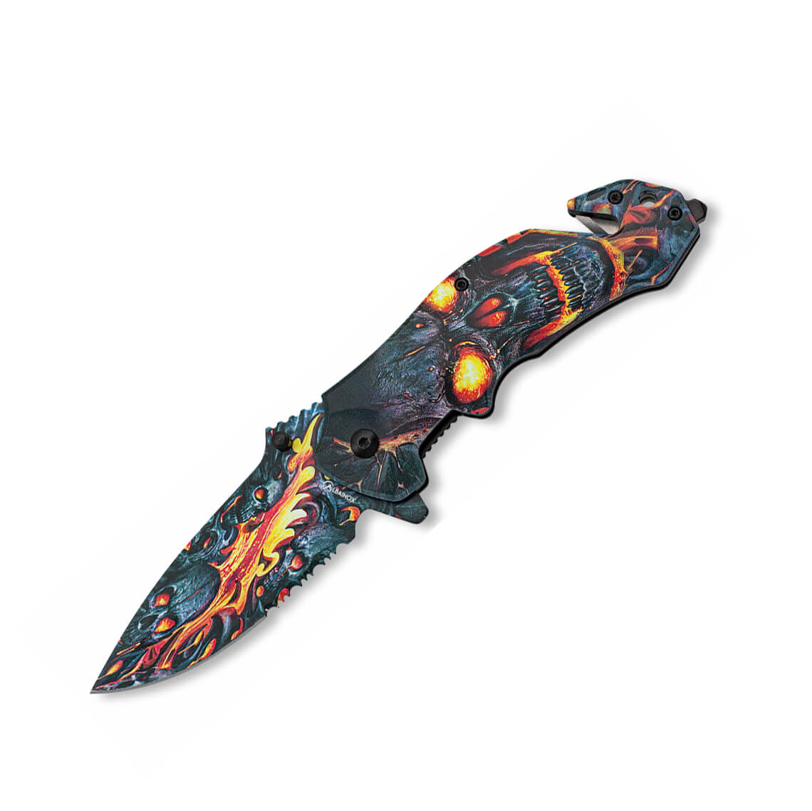 Navaja de bolsillo de ABS con recubrimiento calaveras en fuego y ...