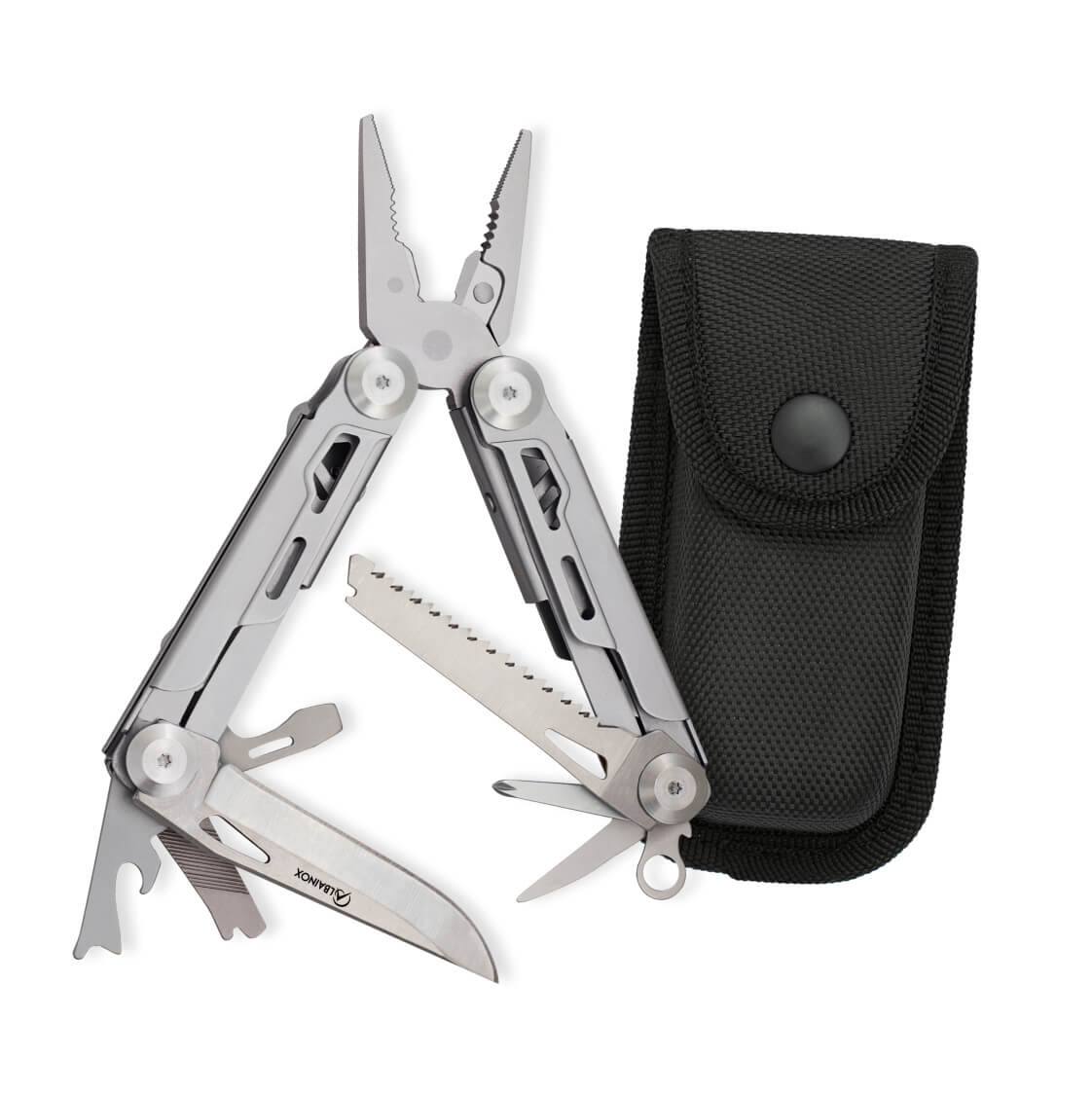 Alicate multiusos com 10 ferramentas com clipe e bainha em nylon