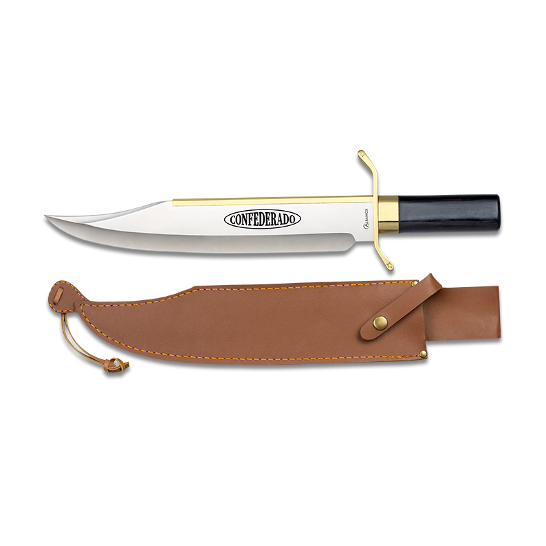 Cuchillo de caza Confederado con mango de madera y hoja de 34.8 cm