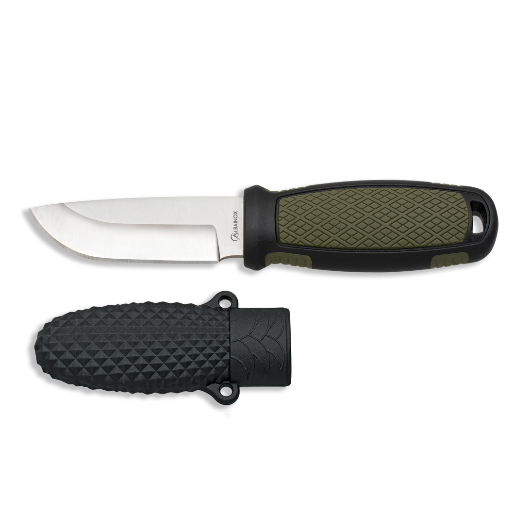 Cuchillo táctico con hoja de 6.6 cm y funda de ABS