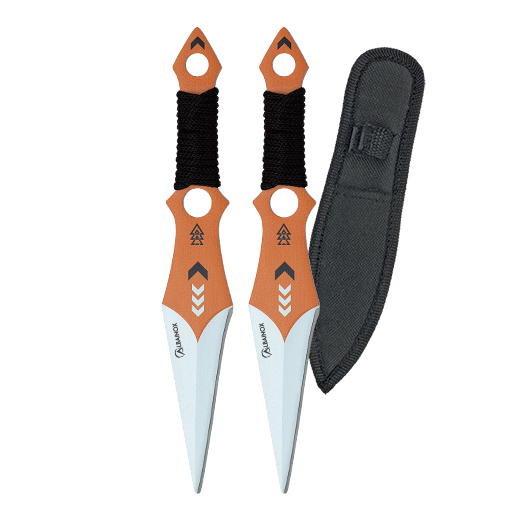 Set de 2 cuchillos lanzadores de 16.5 cm con mango encordado y un sólo filo