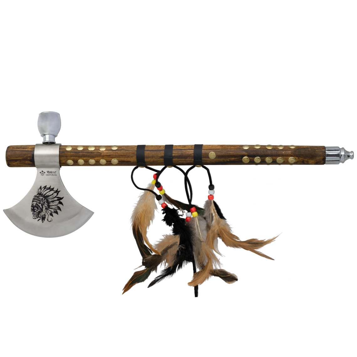 Hacha india con mango de madera y una longitud total de 47.5 cm