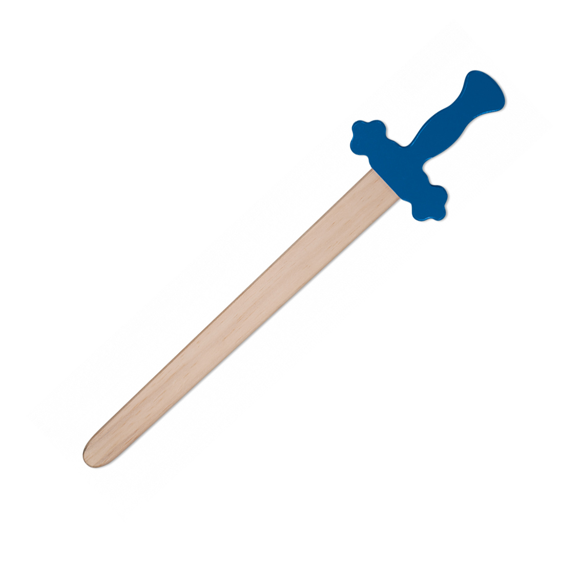 Espada de madera con mango azul y una longitud de 53.5 cm