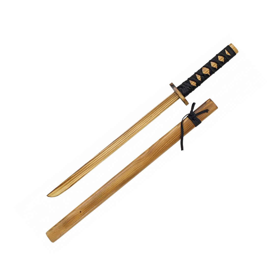 Katana de madera con mango encordado negro y una longitud de 72 c...