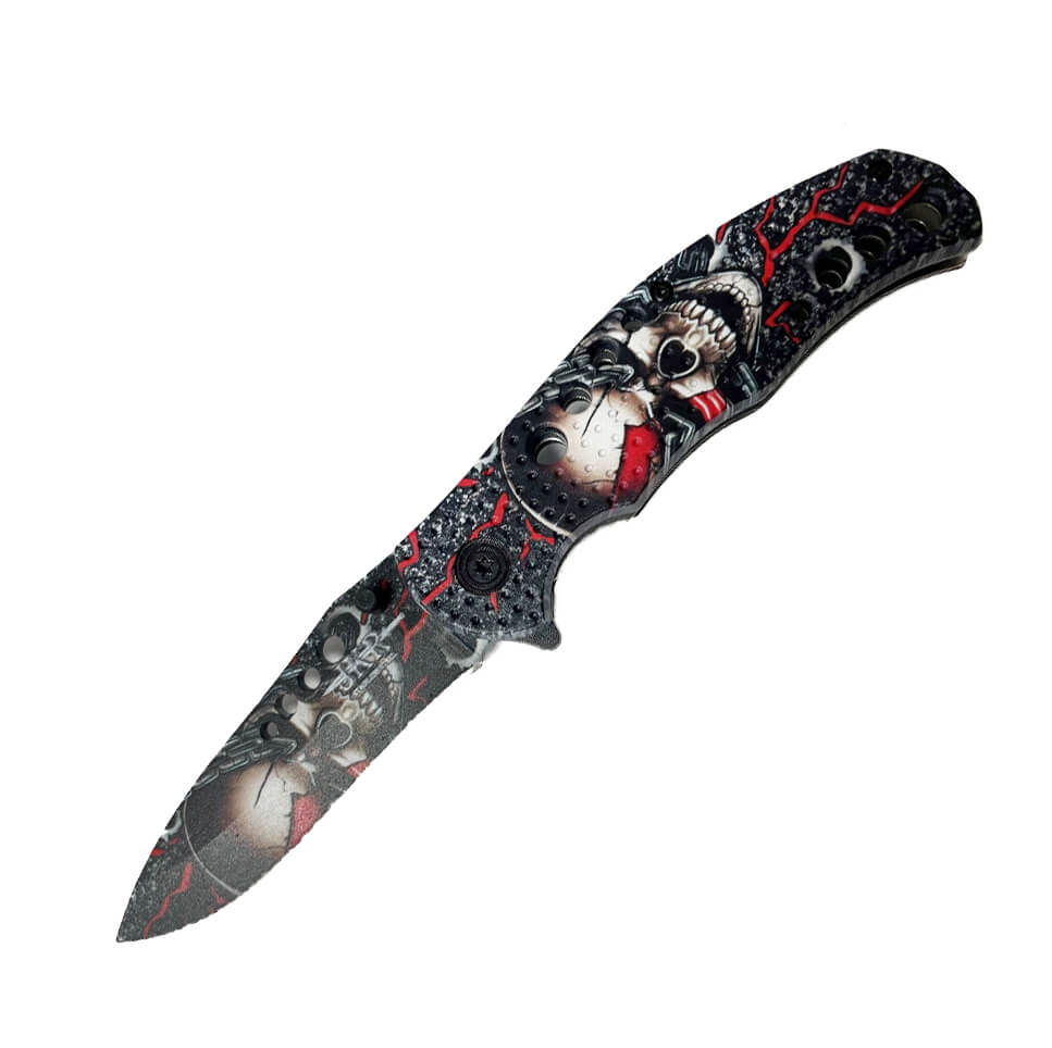 Navaja JKR fantasía calavera roja