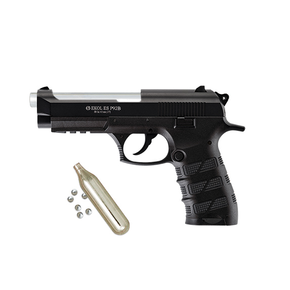 Pistola de metal Ekol de CO2 P92-Blowback negra