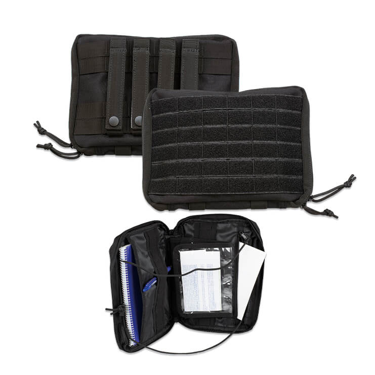 Bolso accesorio negro con sistema Molle multibolsillo 18x24x4 cm