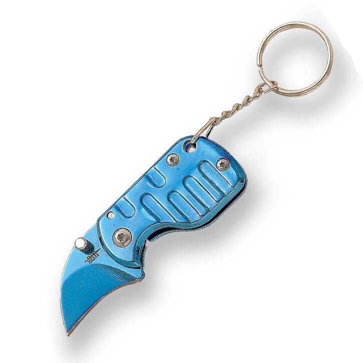Navaja llavero JKR con mango satinado azul y hoja de 2,70 cm