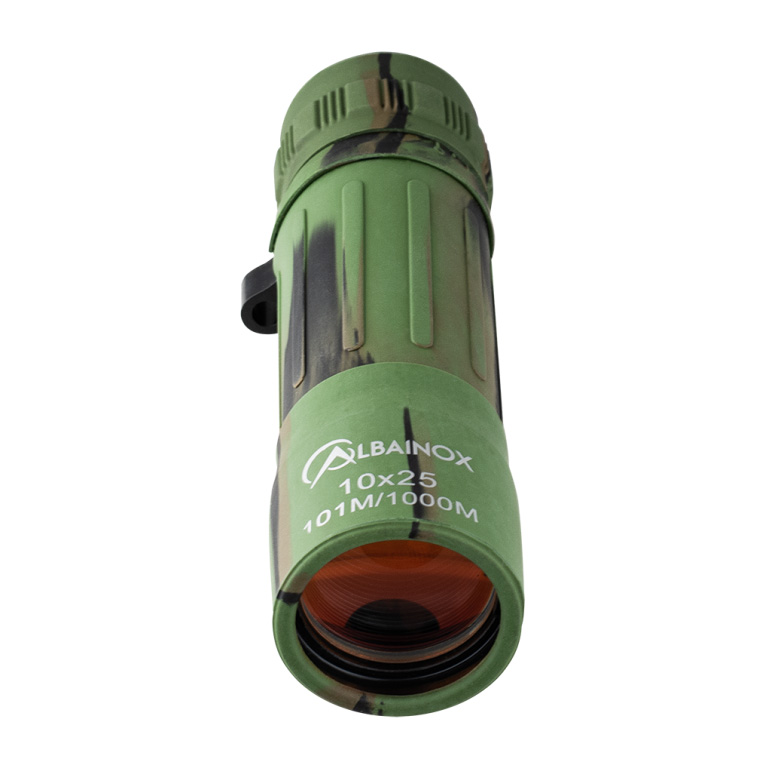 Monocular verde camuflaje con lentes de rubí de aumento 10x25
