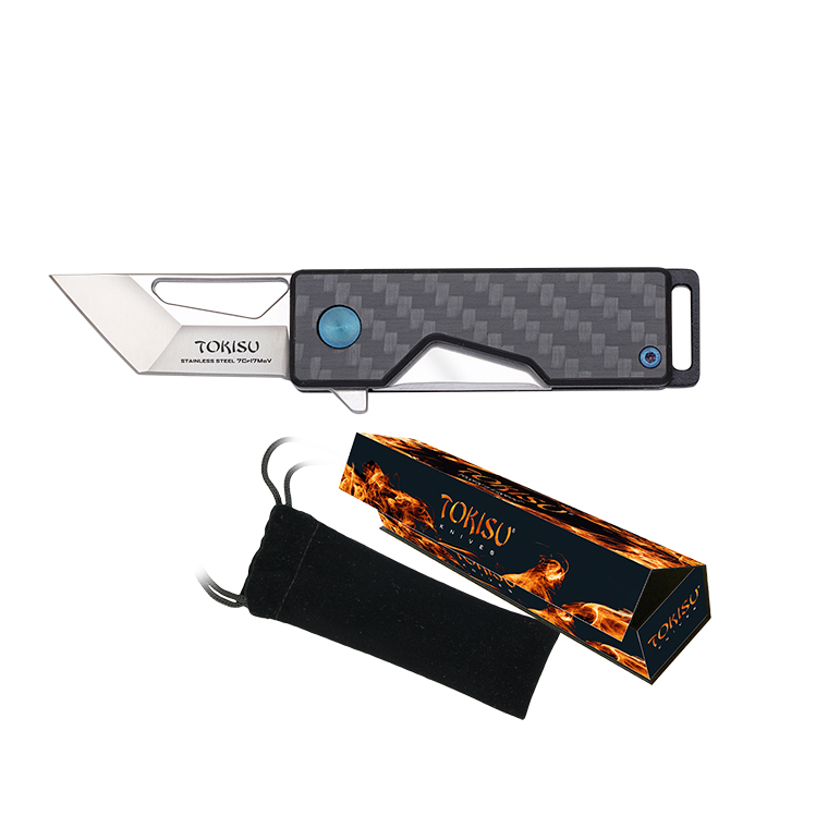 Navaja táctica Tokisu con mango de G10 y fibra de carbono y hoja de 4 cm