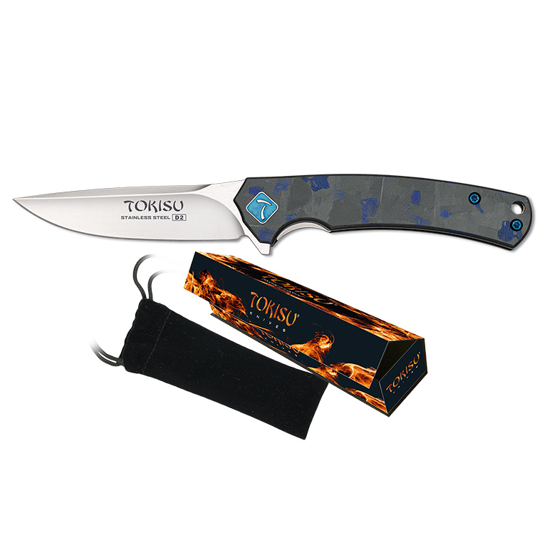 Navaja táctica Tokisu con mango de G10 y fibra de carbono y hoja de 6.8 cm