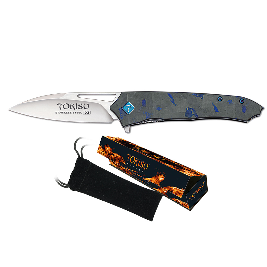 Navaja táctica Tokisu con mango de G10 y fibra de carbono y hoja de 8 cm