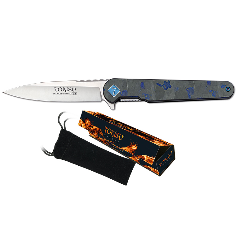 Navaja táctica Tokisu con mango de G10 y fibra de carbono y hoja de 7.9 cm