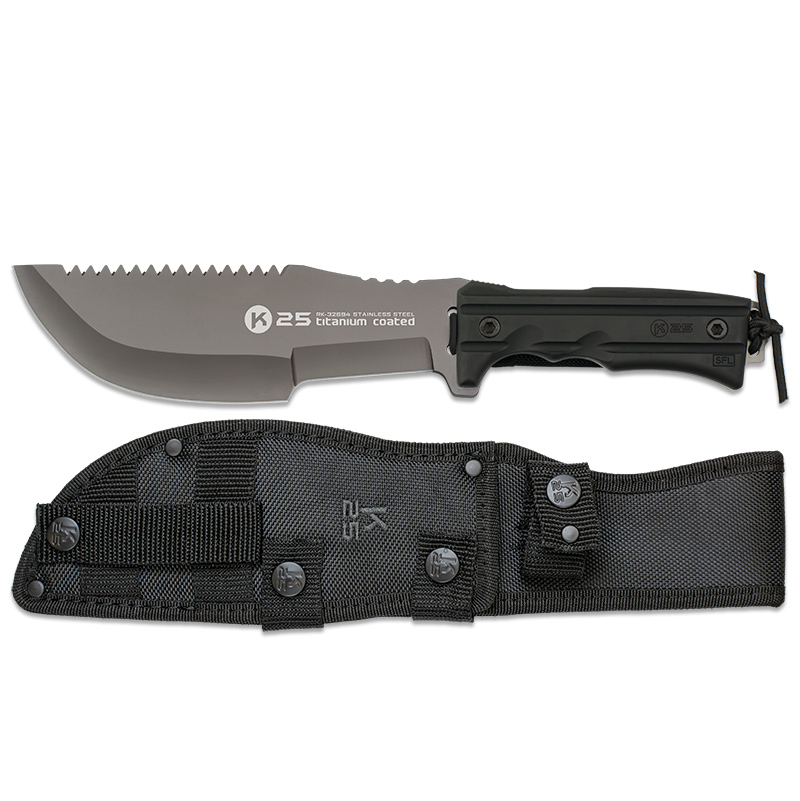 K25 tracker knife with 19.4 cm black blade and black SFL handle