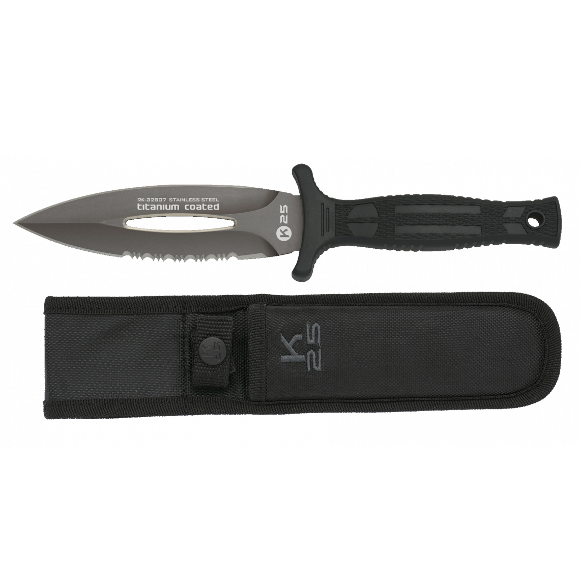 Cuchillo botero K25 con hoja de 12.6 cm y mango de goma negra