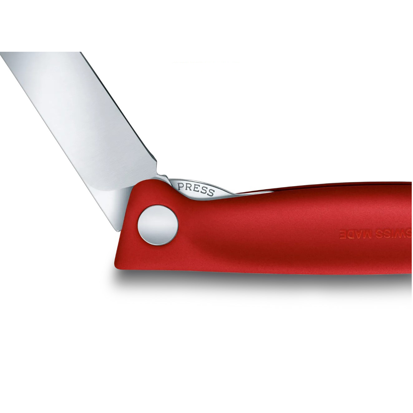 Faca de mesa dobrável Victorinox Swiss Classic com rebordo liso e cabo vermelho