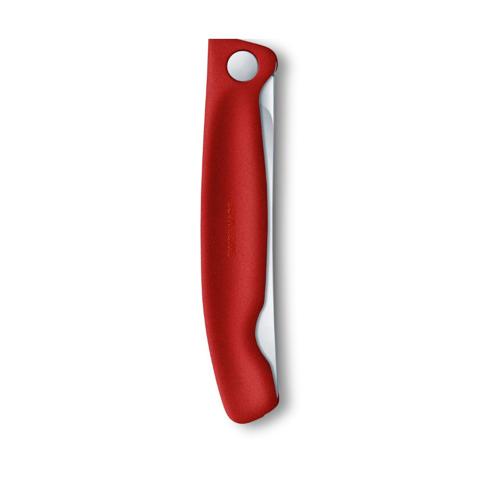 Faca de mesa dobrável Victorinox Swiss Classic com rebordo liso e cabo vermelho