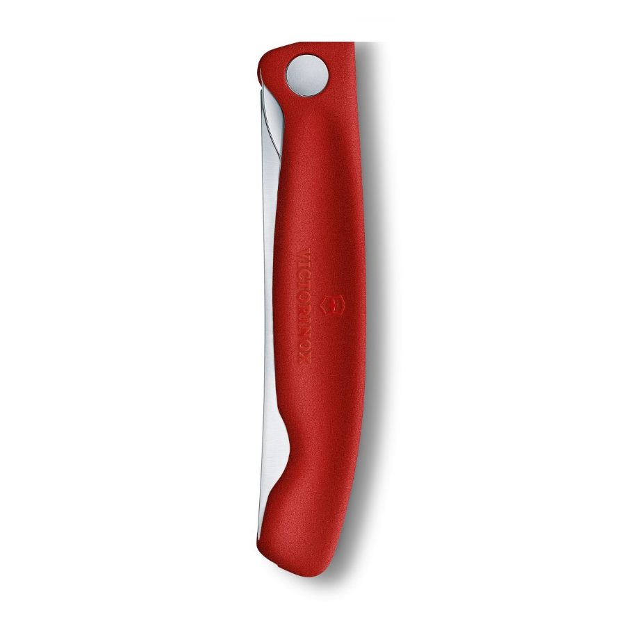 Faca de mesa dobrável Victorinox Swiss Classic com rebordo liso e cabo vermelho