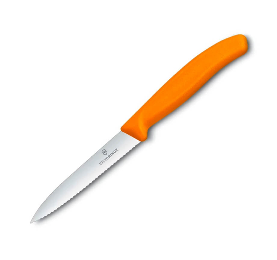 Cuchillo para verdura Victorinox de mango naranja con filo dentad...