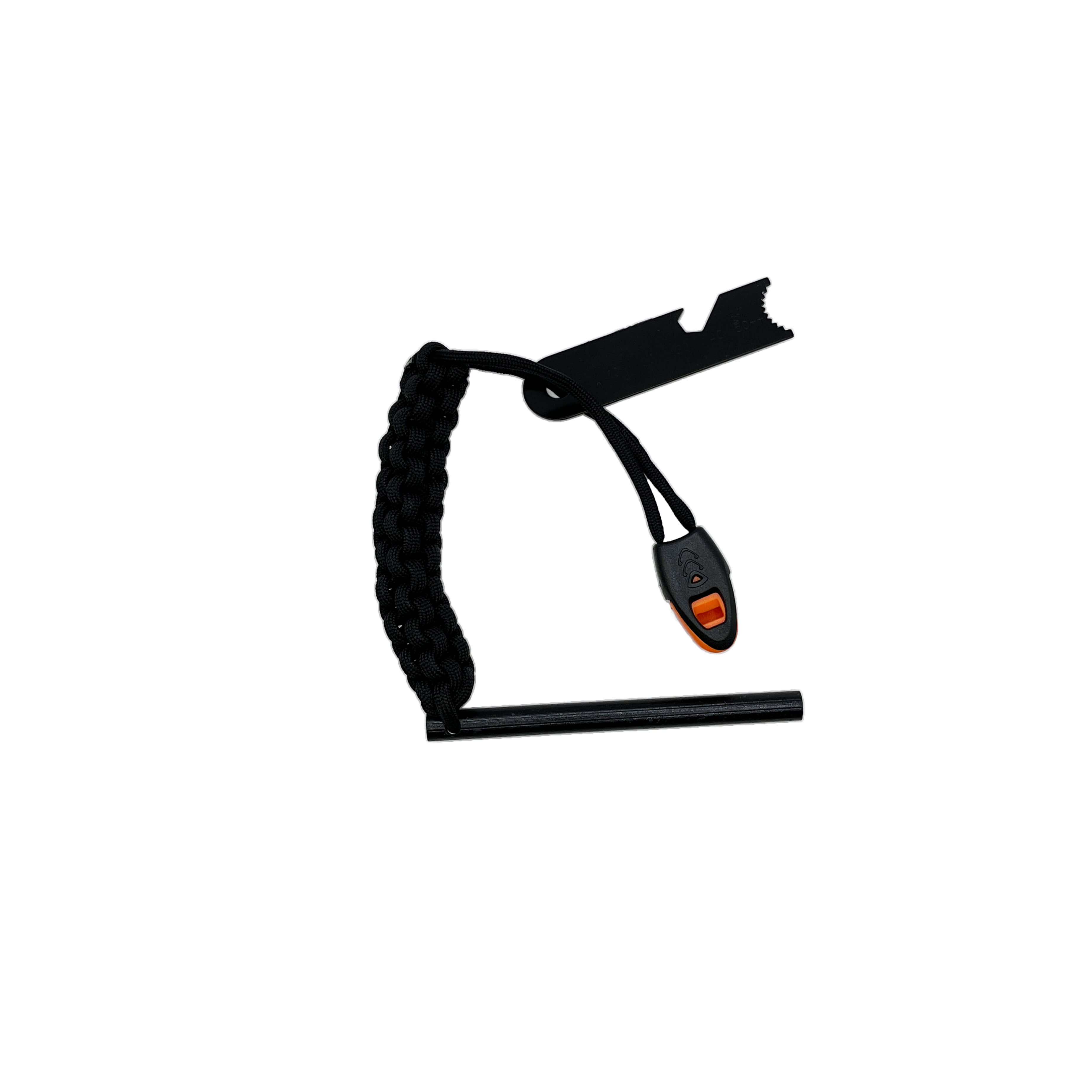 Cuchillo bushcraft Amarok-4F con mango de micarta negra y hoja de 4" filo plano con pedernal