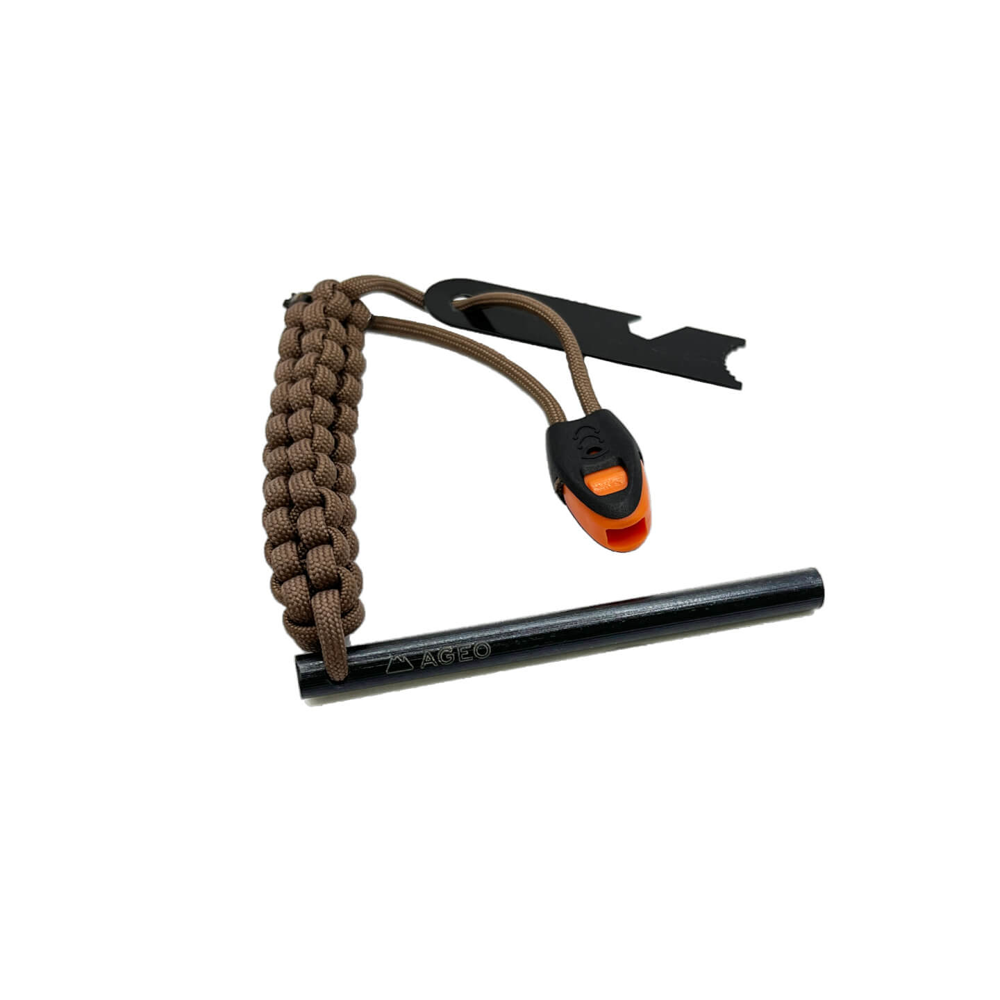 Cuchillo bushcraft Amarok-4F con mango de madera de olivo y hoja de 4" filo plano con pedernal