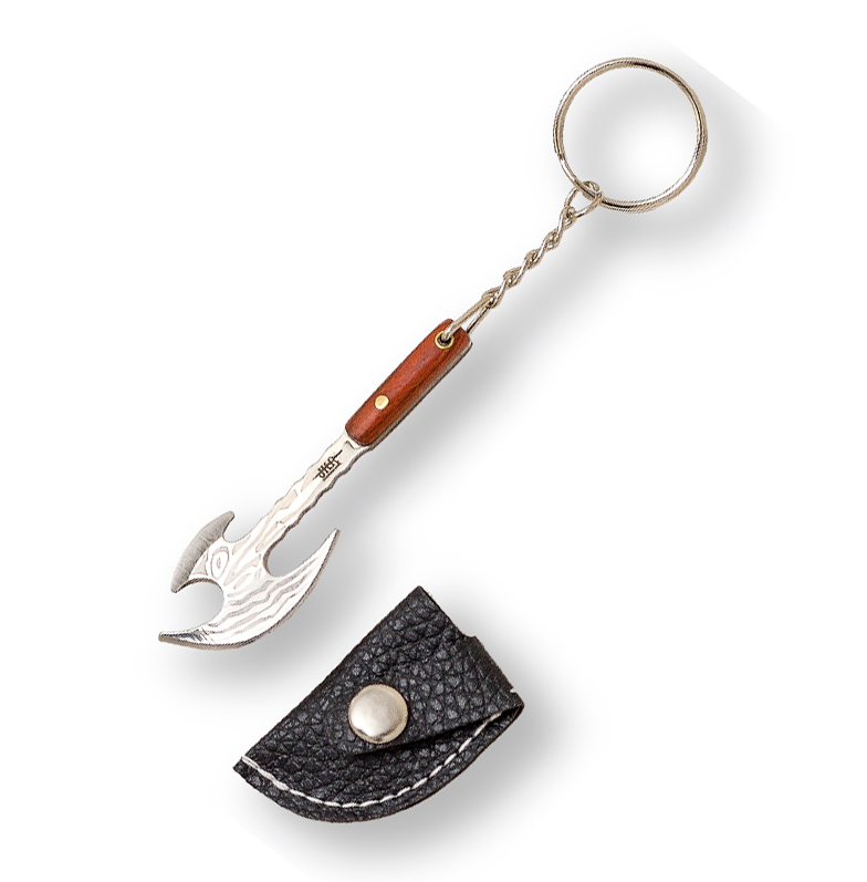 Llavero hacha vikinga JKR con hoja de imitación de Damasco
