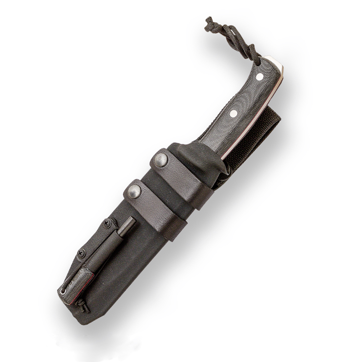 Cuchillo Joker Nomad 6,5" Micarta con funda Kydex y pedernal