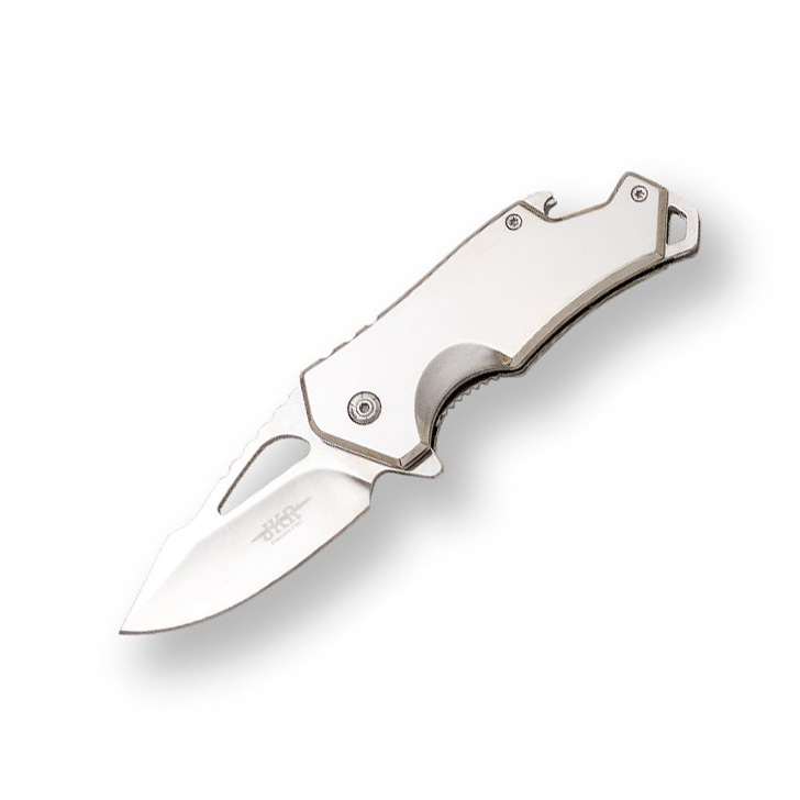 Navaja deportiva con mango de acero inox y hoja de 7 cm