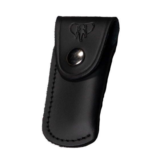 Navaja de bolsillo Cudeman con virola. Mango asta de toro pulido. Incluye funda de cuero.