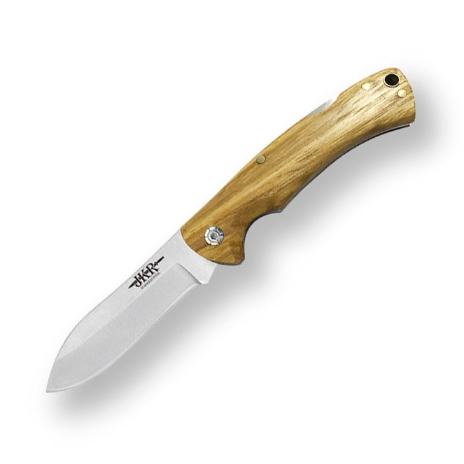 Navaja de bolsillo mango de madera de zebrano y hoja de 7.8 cm