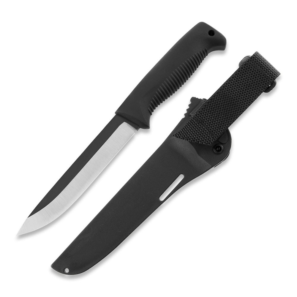 Cuchillo M95 Ranger Puukko con mango de TPE negro y funda de composite negro