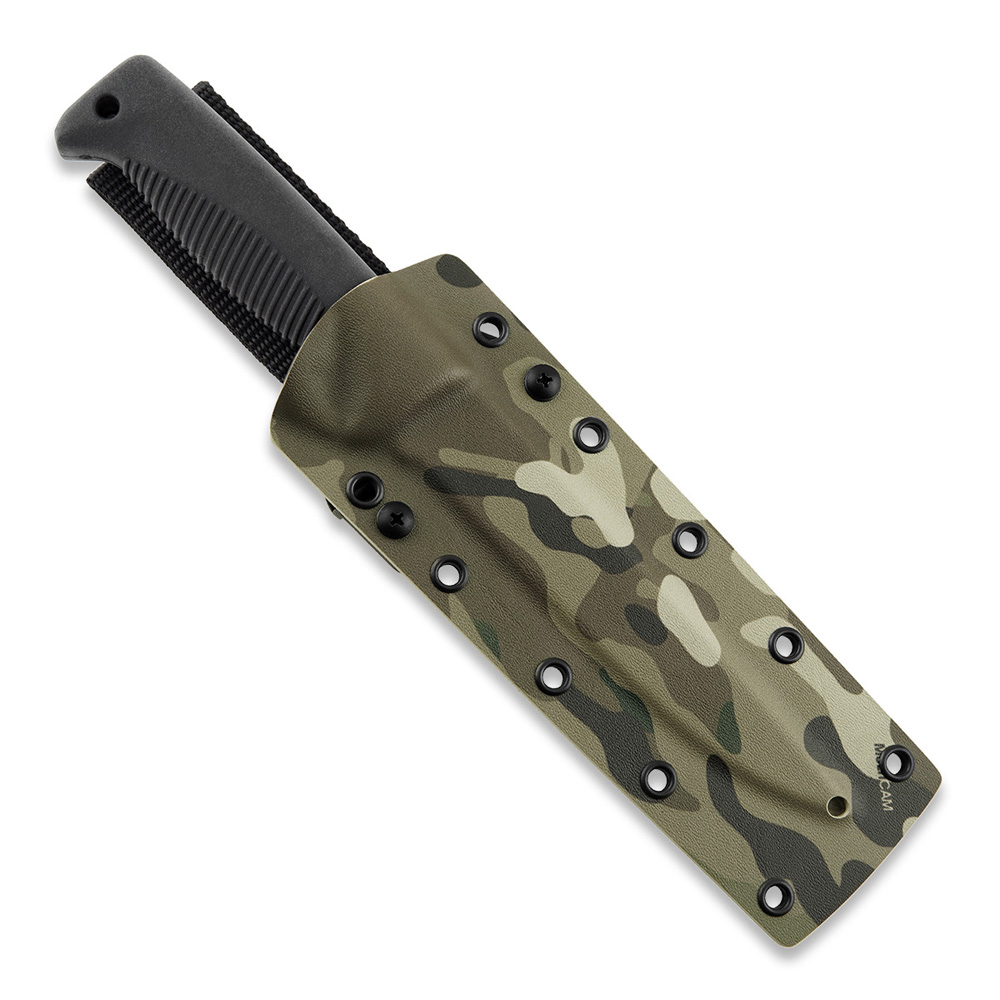 M95 Ranger Puukko knife with Teflon-coated blade, black TPE handle and multicam kydex sheath