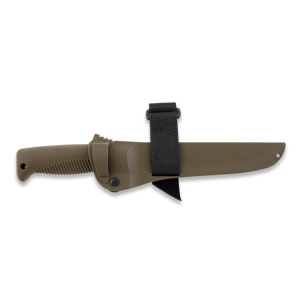 Cuchillo M95 Ranger Puukko con hoja recubierta de cerakote coyote y mango de TPE y funda de composite coyote