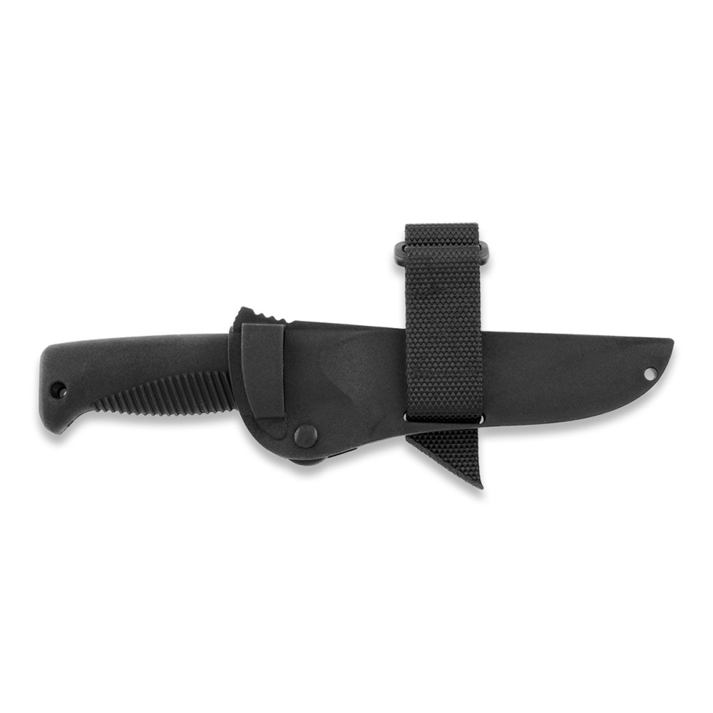 Cuchillo M07 Ranger Puukko con mango de TPE negro y funda de composite negro