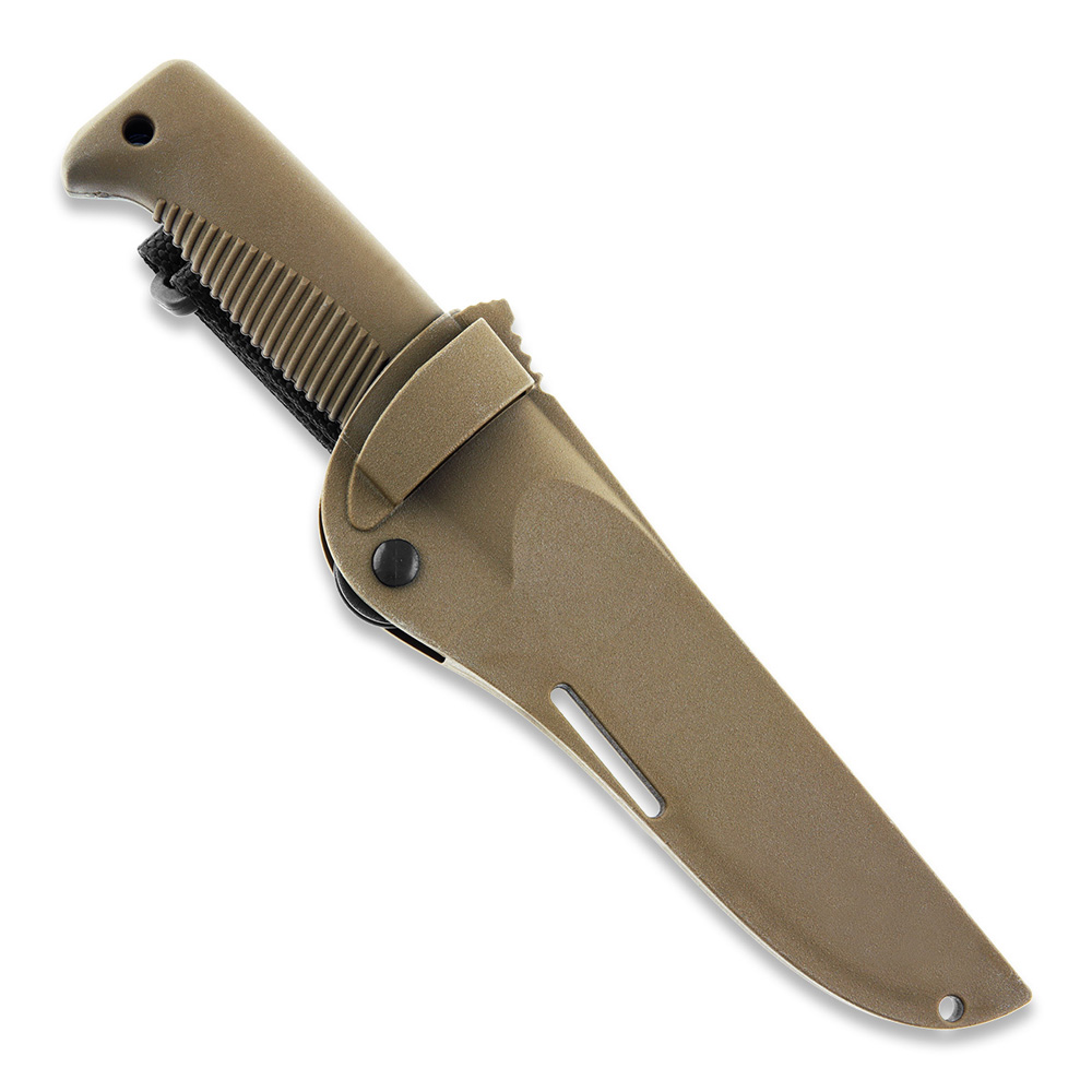 Puukko M07 Ranger tactical knife with 11.9 cm FDE cerakote blade, coyote TPE handle and coyote composite sheath