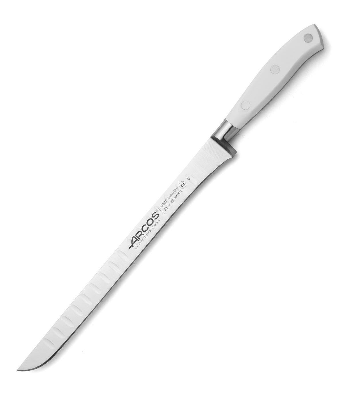 Cuchillo jamonero Arcos Riviera Blanca alveolado 25 cm