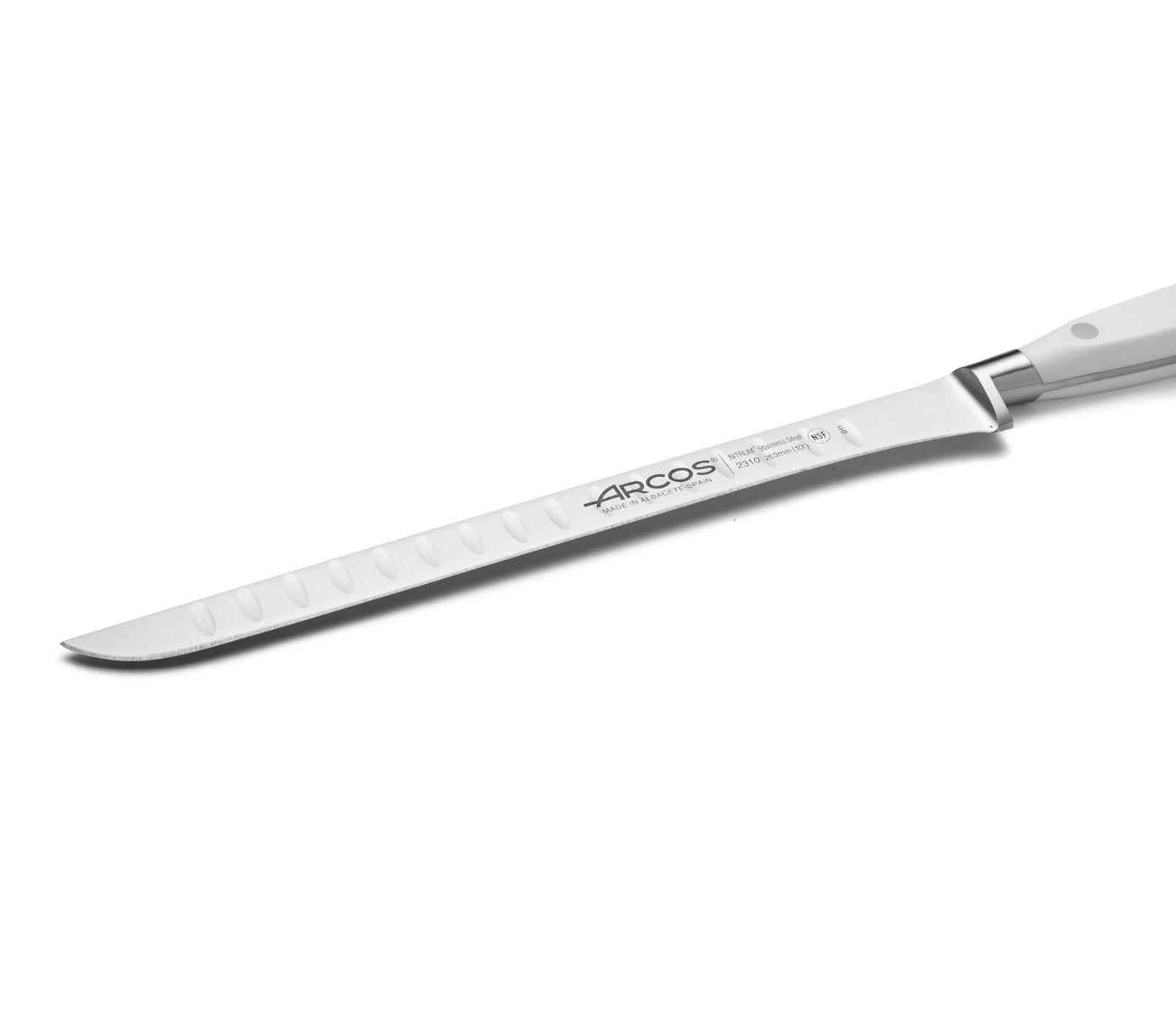 Cuchillo jamonero Arcos Riviera Blanca alveolado 25 cm