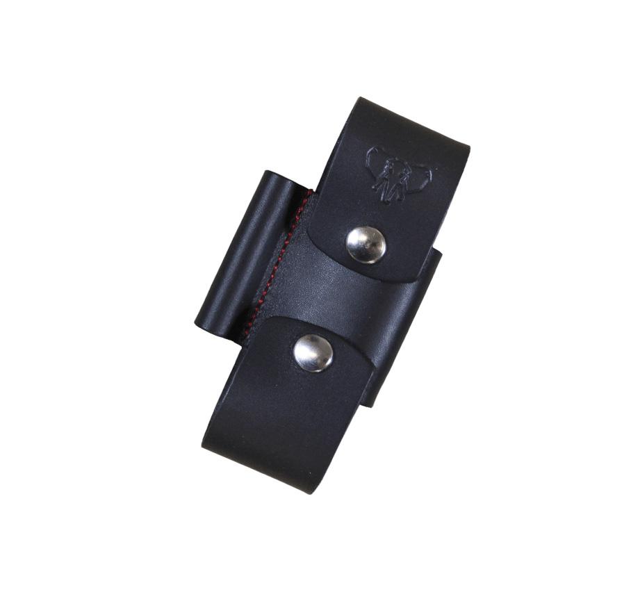 Acople de cuero negro y tela roja Cudeman con extras.