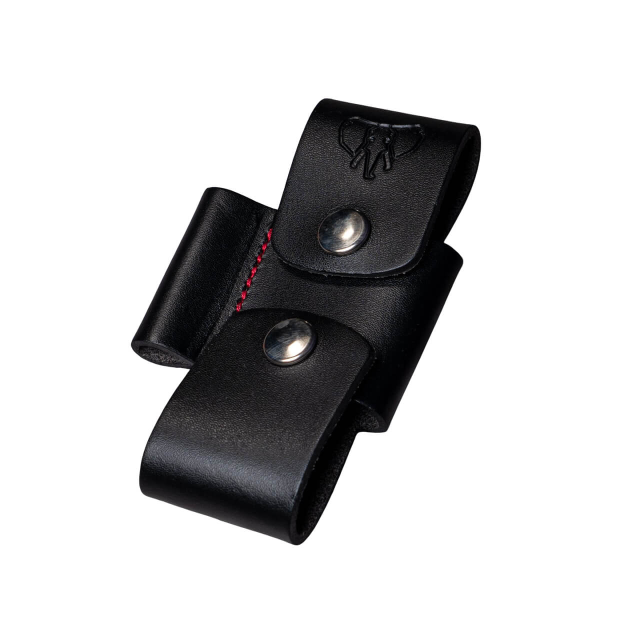 Acople de cuero negro con tela roja Cudeman. 10 cm